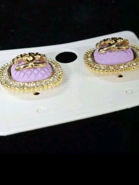C.C. Boutique Lavender Gold Stud Earrings